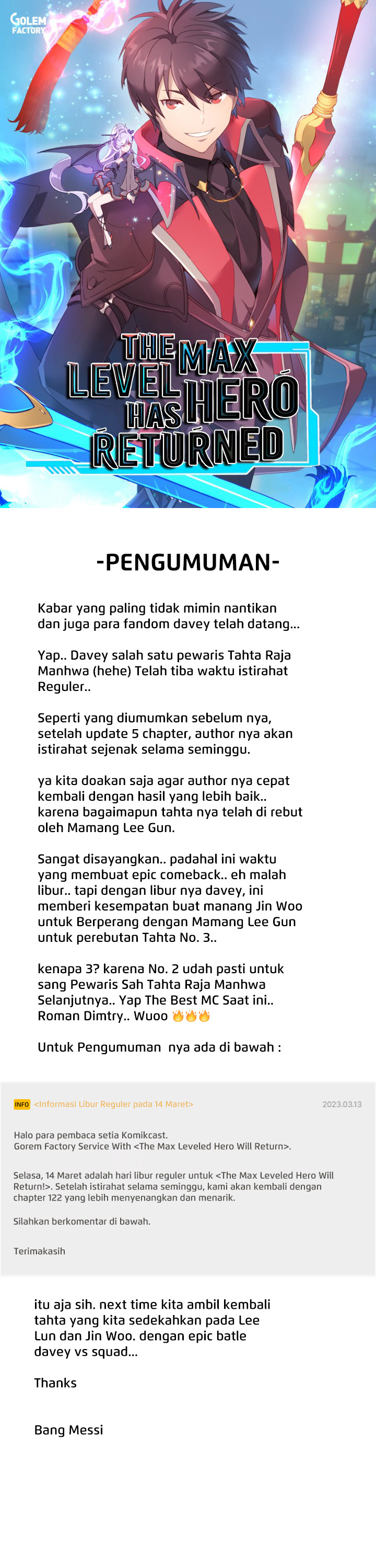 The MAX Leveled Hero Will Return! - Chapter 121.5 1